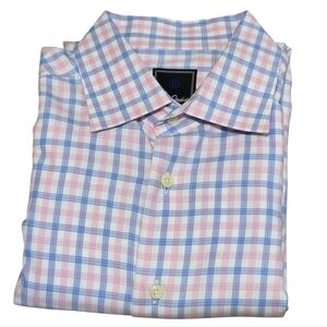 David Donahue Dress Shirt Mens 17 36/37 Button Up Long Sleeve Trim Fit